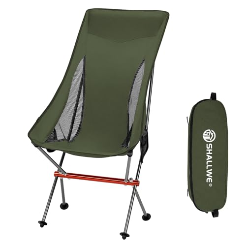 SHALLWE Lightweight Highback Camping Chairs, All Aluminum Frame Portable Folding Camp Chair, Compact for Backpacking, Hiking, Beach, | Backpacks4Less