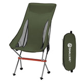 SHALLWE Lightweight Highback Camping Chairs, All Aluminum Frame Portable Folding Camp Chair, Compact for Backpacking, Hiking, Beach, Sports (Green)