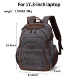 SHENHU Travel Laptop Backpack 17.3 inch XL Computer Backpack for Men Waxed Canvas College Daypack Business Backpack Black Gray