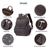 SHENHU Travel Laptop Backpack 17.3 inch XL Computer Backpack for Men Waxed Canvas College Daypack Business Backpack Black Gray