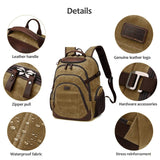 SHENHU Travel Laptop Backpack 17.3 inch XL Computer Backpack for Men Waxed Canvas College Daypack Business Backpack Brown