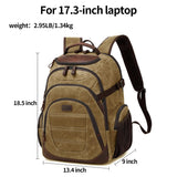 SHENHU Travel Laptop Backpack 17.3 inch XL Computer Backpack for Men Waxed Canvas College Daypack Business Backpack Brown