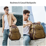 SHENHU Travel Laptop Backpack 17.3 inch XL Computer Backpack for Men Waxed Canvas College Daypack Business Backpack Brown