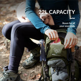 Sherpa Hiking Hydration Backpack – 22L Hiking Backpack with Water Bladder, Phone Compartment, Waterproof Zippers & Trekking Pole Holders