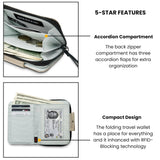 Sherpani Barcelona AT, Small Nylon Bifold Zipper Pocket Wallet for Men Women, Travel Bag for Men Women, RFID Protection, Unisex Travel Gift (Granite)