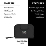 Sherpani Barcelona, Small Nylon Bifold Zipper Pocket Wallet for Women, Travel Bag, RFID Protection, Travel Gift (Raven Heritage)
