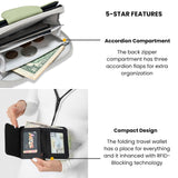 Sherpani Barcelona, Small Nylon Bifold Zipper Pocket Wallet, Travel Bag, RFID Protection, Travel Gift (Palm)