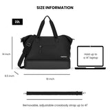 Sherpani Boston, Anti Theft Weekender Bags, Travel Duffel Bag for Men Women, Carry On Tote Bag with Removable Shoe Bottom Compartment, Metal Hardware, Travel Gift (Carbon)