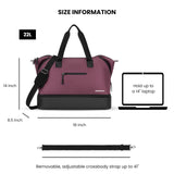 Sherpani Boston, Anti Theft Weekender Bags, Travel Duffel Bag for Men Women, Carry On Tote Bag with Removable Shoe Bottom Compartment, Metal Hardware, Travel Gift (Smoky Orchid)
