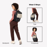 Sherpani Camden, Convertible Backpack, 3 in 1 Tote Bag, Crossbody Bag, Cross Body Purse, 18L Travel Backpack, Travel Gifts for Women, RFID Protection, Fits 13” Laptop (Con Leche Classic)