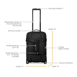 Sherpani Ciel, 22 Inch Rolling Duffel Bag With Wheels, Lightweight 2 Wheel Travel Luggage, 52L Duffle Suitcase for Women, Travel Gift (Black)