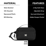 Sherpani Hyk, Small Sling Bag, 1L Belt Bag, Lightweight Travel Fanny Pack, Sling Crossbody Purse with RFID Blocking for Women (Raven Classic)