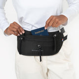 Sherpani Jett, Travel Money Belt, Secure Waist Bag, Slim Passport Holders, Blocking Hidden Wallet Belt Bag, Fanny Pack for Women, Travel Gift, RFID Protection (Carbon Signature)