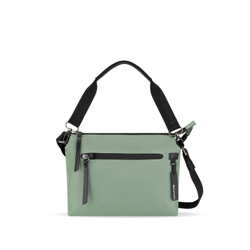Sherpani Mei, Small Anti Theft Crossbody Purse, Lightweight Cross Body Bag, Handbags, Fashion Trio Bag for Women with Metal Hardware, Travel Gift for Women (Aloe Mist Signature)