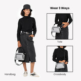 Sherpani Mei, Small Anti Theft Crossbody Purse, Lightweight Cross Body Bag, Handbags, Fashion Trio Bag for Women with Metal Hardware, Travel Gift for Women (Sterling)
