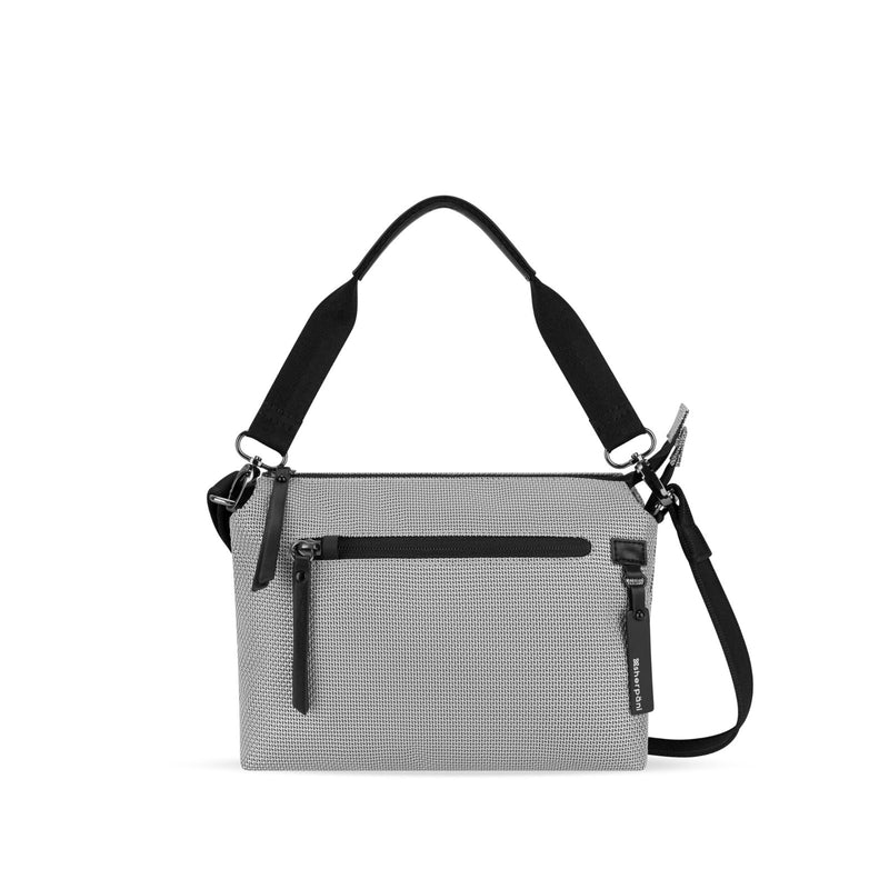 Sherpani Mei, Small Anti Theft Crossbody Purse, Lightweight Cross Body Bag, Handbags, Fashion Trio Bag for Women with Metal Hardware, Travel Gift for Women (Sterling)