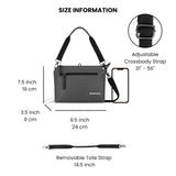 Sherpani Mei, Small Anti Theft Crossbody Purse, Lightweight Cross Body Bag, Handbags, Fashion Trio Bag with Metal Hardware, Travel Gift (Granite)