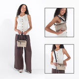 Sherpani Mei, Small Anti Theft Crossbody Purse, Lightweight Cross Body Bag, Handbags, Fashion Trio Bag with Metal Hardware, Travel Gift (Straw)