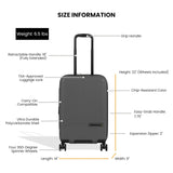 Sherpani Meridian, 22 Inch Carry On Luggage Airline Approved, Rolling Hardside Suitcase 22x14x9, Hard Shell Luggage with Double Spinner Wheels, Expandable Suitcase for Men Women, Travel Gift (Granite)