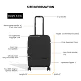 Sherpani Meridian, 22 Inch Carry On Luggage Airline Approved, Rolling Hardside Suitcase 22x14x9, Hard Shell Luggage with Double Spinner Wheels, Expandable Suitcase for Men Women, Travel Gift (Black)