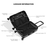 Sherpani Meridian, 22 Inch Carry On Luggage Airline Approved, Rolling Hardside Suitcase 22x14x9, Hard Shell Luggage with Double Spinner Wheels, Expandable Suitcase for Men Women, Travel Gift (Granite)