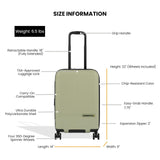 Sherpani Meridian, 22 Inch Carry On Luggage Airline Approved, Rolling Hardside Suitcase 22x14x9, Hard Shell Luggage with Double Spinner Wheels, Expandable Suitcase for Men Women, Travel Gift (Matcha)