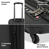Sherpani Meridian, 22 Inch Carry On Luggage Airline Approved, Rolling Hardside Suitcase 22x14x9, Travel Luggage for Women, Expandable Suitcase, Travel Gift (Black)