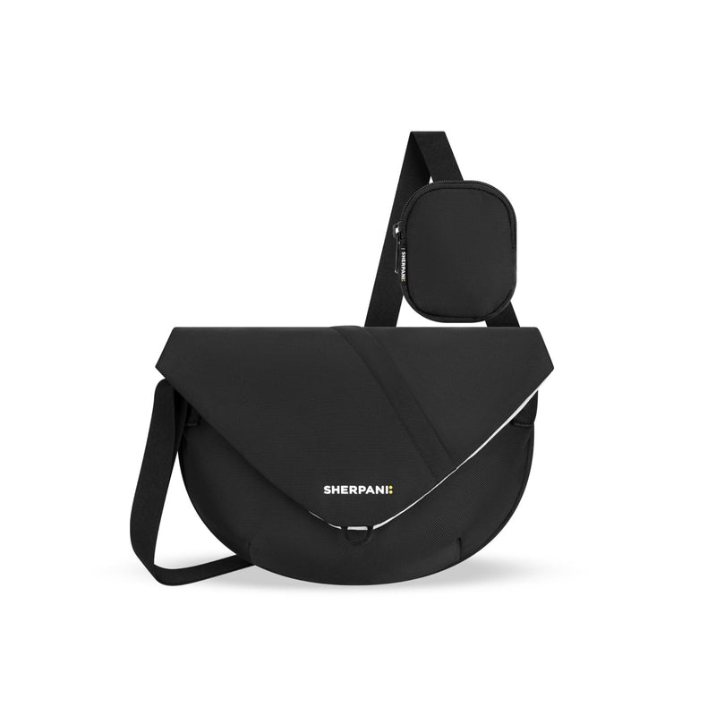 Sherpani Milli, Small Crossbody Purse, Shoulder Bag, Mini Messenger Bag, Crossbody Bags for Men Women, RFID Protection, Unisex Travel Gift, Removable Coin Purse (Raven)