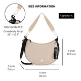 Sherpani Mina, Medium Nylon Crescent Bag, Lightweight Half Moon Crossbody Bags, Fashionable Shoulder Bag, Travel Handbag for Women, RFID Protection, Travel Gift (Con Leche)