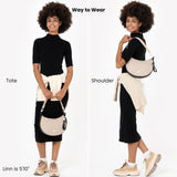 Sherpani Mina, Medium Nylon Crescent Bag, Lightweight Half Moon Crossbody Bags, Fashionable Shoulder Bag, Travel Handbag for Women, RFID Protection, Travel Gift (Con Leche)
