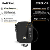 Sherpani Rogue, Mini Crossbody Bag, Lightweight Shoulder Bag, Cross Body Purse, Crossbody Bags for Women, Passport Holder, Travel Gift, RFID Protection (Raven Heritage)
