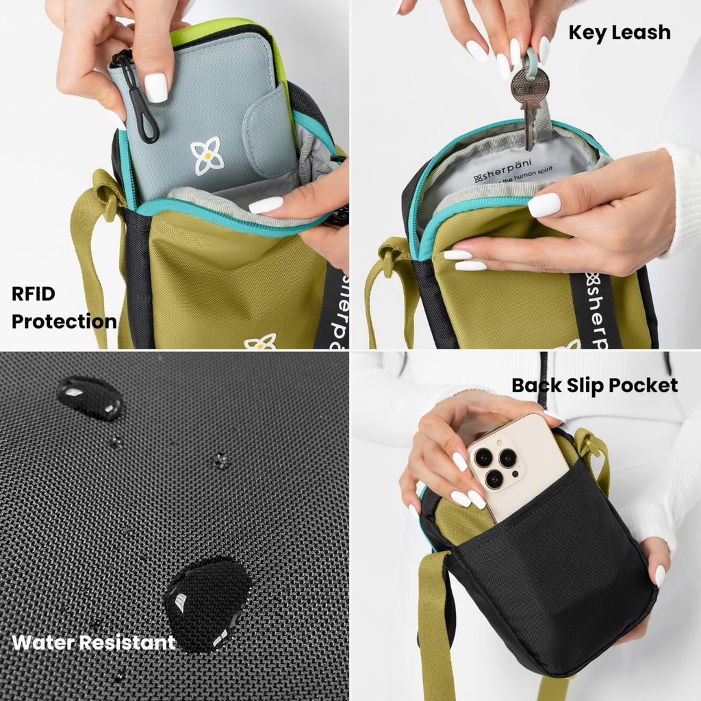 Sherpani Rogue, Mini Crossbody Bag, Lightweight Shoulder Bag, Cross Body Purse, Crossbody Bags for Women, Passport Holder, Travel Gift, RFID Protection (Raven Heritage)