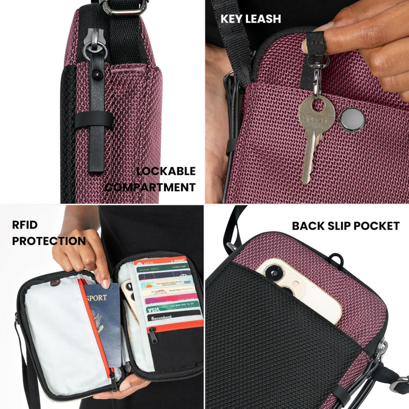 Sherpani Simplicity, Small Anti Theft Crossbody, Phone Cross body Purses, Crossbody Wallet Bags, Travel Handbags with Card Holder Organizer for Men Women, Metal Hardware (Straw)