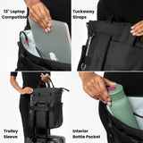 Sherpani Soleil, Anti Theft Convertible Backpack, 3 in 1 Tote Bag, Cross Body Purse, 18L Travel Backpack, Travel Gifts for Women, RFID Protection, Metal Hardware Fits 13” Laptop (Carbon Signature)