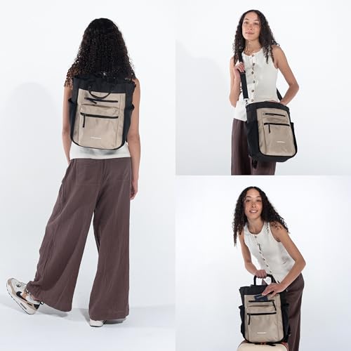 Sherpani Soleil, Anti Theft Convertible Backpack, 3 in 1 Tote, Crossbody Purse, 18L Travel Bag, Fits 13” Laptop (Straw)