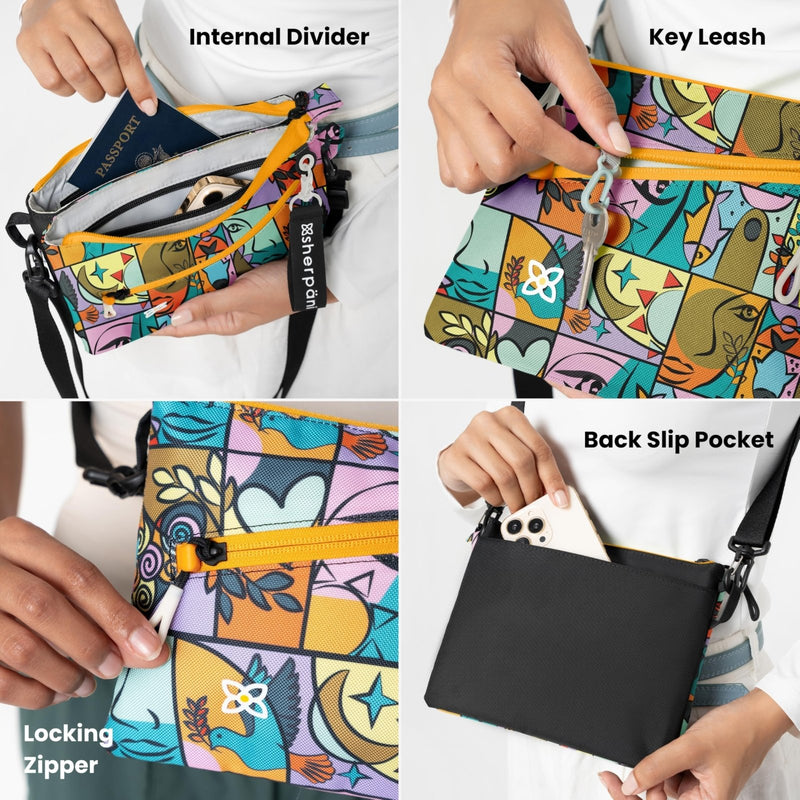Sherpani Zoom, Small Crossbody Purse, Nylon Crossbody Bag, Lightweight Cross Body Bag, Sleek Dual Pouch, Purses for Women, Travel Gift, RFID Protection (Alchemy)