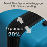 SHOWKOO Full PC Hardshell Luggage Sets, 20/24/28 In Suitcase with TSA Lock & Spinner Wheels, Lightweight Durable Travel Luggage