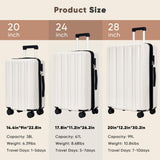 SHOWKOO Luggage Sets 3 Piece 100% PC Ultra Tough Hardside Expandable Suitcases Sets with TSA Lock Double Spinner Wheels (20in/24in/28in, White