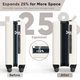 SHOWKOO Luggage Sets 3 Piece 100% PC Ultra Tough Hardside Expandable Suitcases Sets with TSA Lock Double Spinner Wheels (20in/24in/28in, White