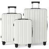 SHOWKOO Luggage Sets 3 Piece 100% PC Ultra Tough Hardside Expandable Suitcases Sets with TSA Lock Double Spinner Wheels (20in/24in/28in, White