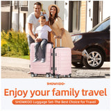SHOWKOO Luggage Sets 3 Piece Expandable 100% PC Durable Hardshell Suitcase with Wheels TSA Lock Lightweight Luggage Pink