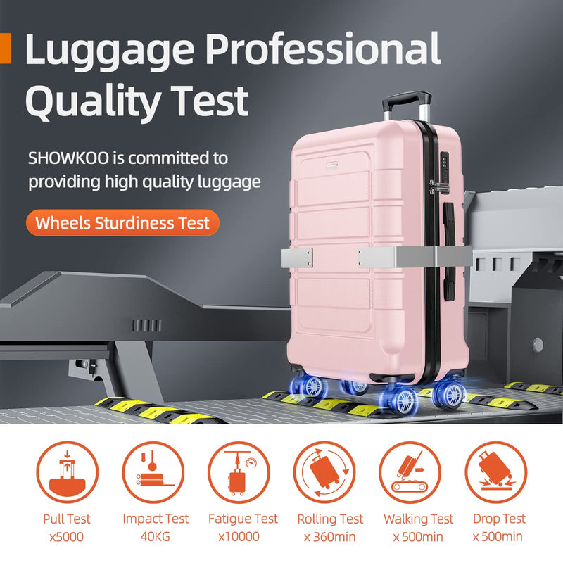 SHOWKOO Luggage Sets 3 Piece Expandable 100% PC Durable Hardshell Suitcase with Wheels TSA Lock Lightweight Luggage Pink