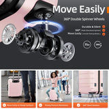 SHOWKOO Luggage Sets 3 Piece Expandable 100% PC Durable Hardshell Suitcase with Wheels TSA Lock Lightweight Luggage Pink