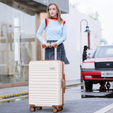 SHOWKOO Luggage Sets 3 Piece Hardside Expandable Suitcase with Double Spinner Wheels Tsa Lock, (Beige White, 5 piece set)