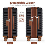SHOWKOO Luggage Sets 3 Piece Hardside Expandable Suitcase with Double Spinner Wheels Tsa Lock, (Black, 5 piece set)