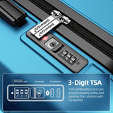 SHOWKOO Luggage Sets Expandable 100% PC Durable Suitcase Sets Double Wheels TSA Lock 4 Piece Luggage Set Sky Blue