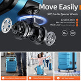 SHOWKOO Luggage Sets Expandable 100% PC Durable Suitcase Sets Double Wheels TSA Lock 4 Piece Luggage Set Sky Blue