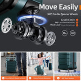 SHOWKOO Luggage Sets Expandable 100% PC Suitcase Double Wheels TSA Lock 3PC (ArmyGreen)
