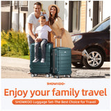 SHOWKOO Luggage Sets Expandable 100% PC Suitcase Double Wheels TSA Lock 3PC (ArmyGreen)