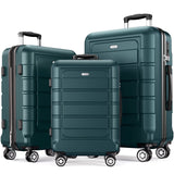 SHOWKOO Luggage Sets Expandable 100% PC Suitcase Double Wheels TSA Lock 3PC (ArmyGreen)